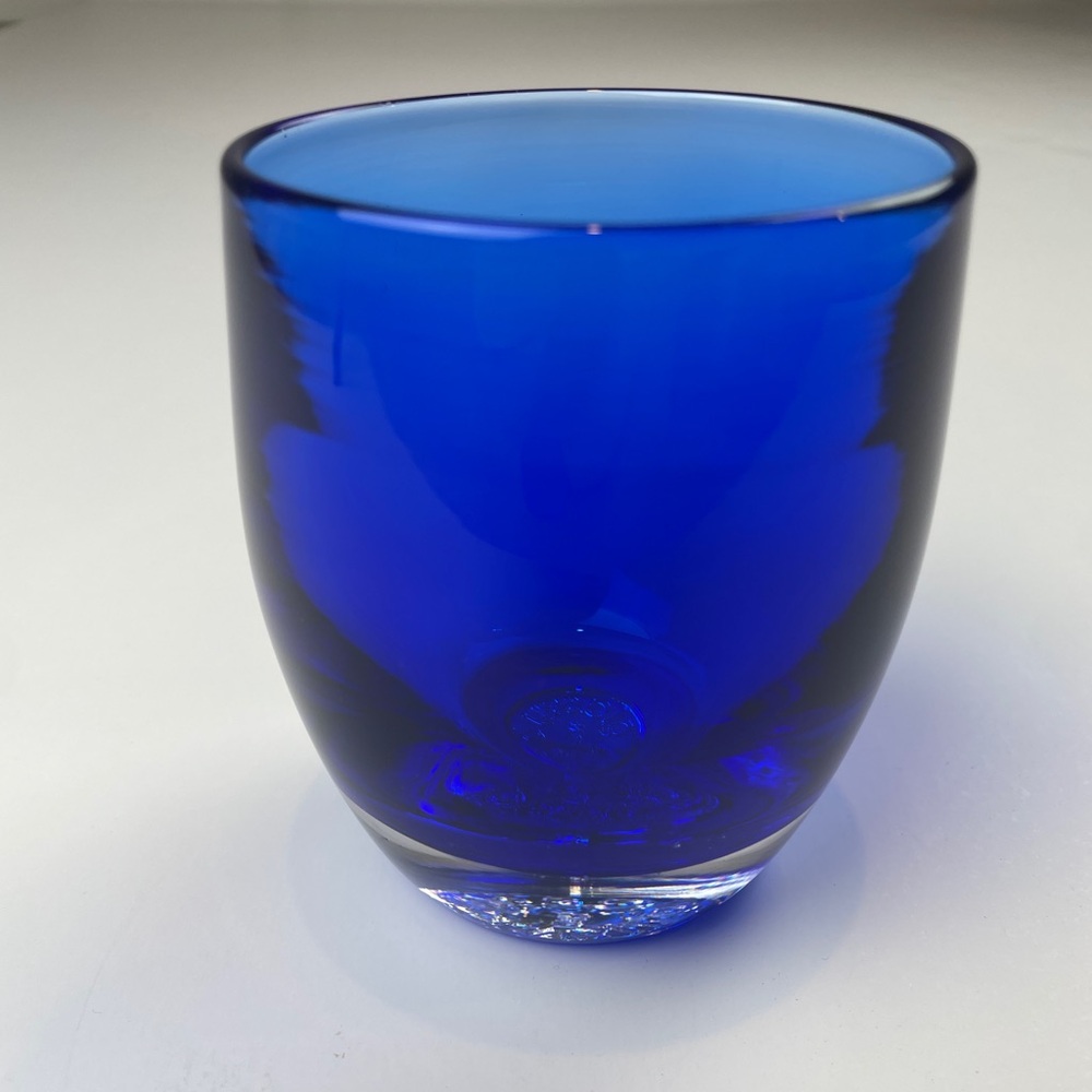 GLASSYBABY Egrari Beauty Royal Deep Translucent Blue Votive Candle Holder RARE - Picture 2 of 14